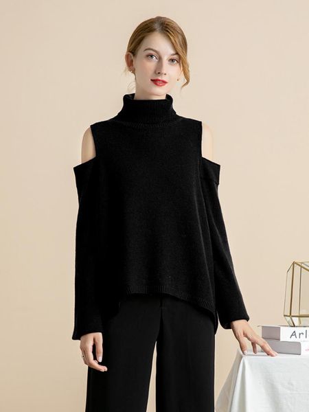 women's sweaters 2021 spring hollow out high neck thick loose sweater elegant turtleneck pullover, White;black
women's sweaters 2021 spring hollow out high neck thick loose sweater elegant turtleneck pullover, White;black