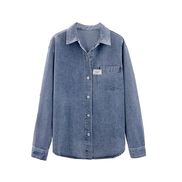 spring women long sleeve jeans blouse retro single breasted fashion women's blouses & shirts, White
spring women long sleeve jeans blouse retro single breasted fashion women's blouses & shirts, White