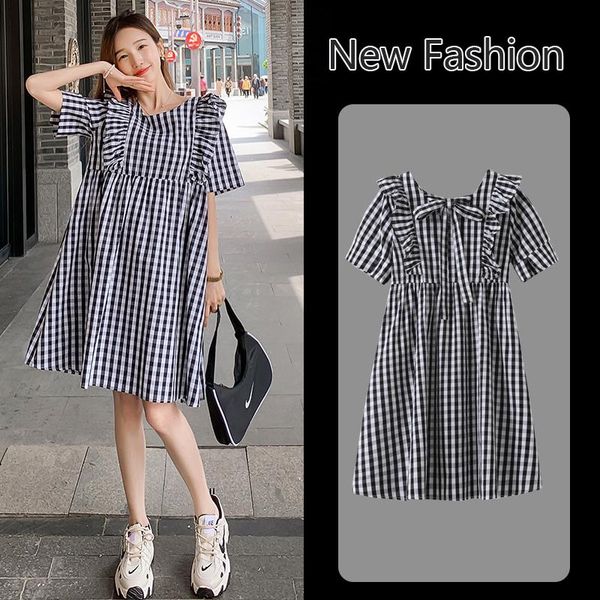maternity dresses 6819# dress summer cotton plaid a line short sleeves easy matching loose stylish pregnant women mom, White
maternity dresses 6819# dress summer cotton plaid a line short sleeves easy matching loose stylish pregnant women mom, White
