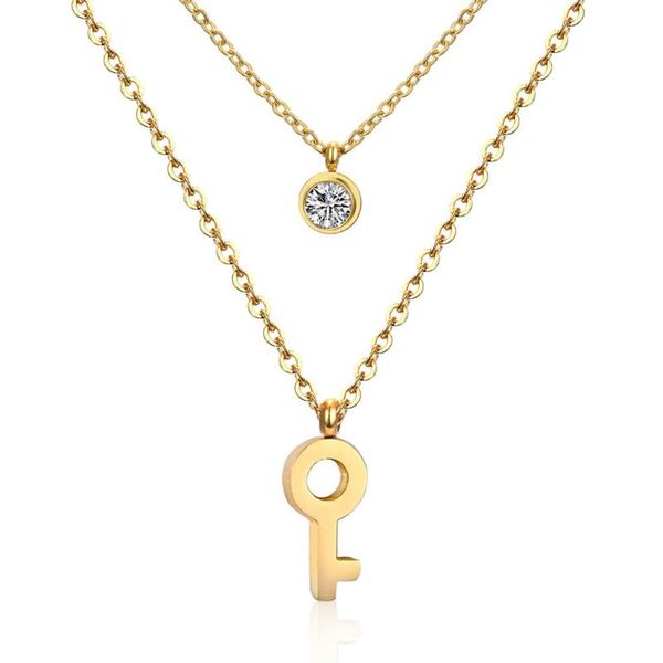 pendant necklaces luxukisskids jewelry chain double necklace key crystal gold/steel choker stainless steel women men collares, Silver
pendant necklaces luxukisskids jewelry chain double necklace key crystal gold/steel choker stainless steel women men collares, Silver