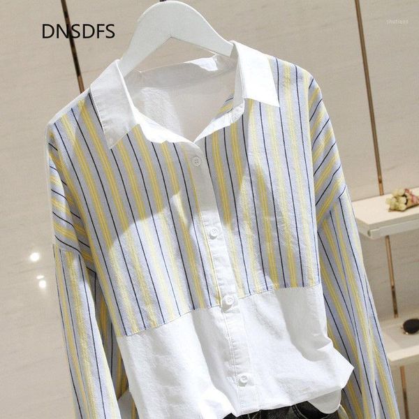 women's blouses & shirts 100% pure cotton shirt office striped patchwork blouse casual button up women spring korean fashion loose lape, White
women's blouses & shirts 100% pure cotton shirt office striped patchwork blouse casual button up women spring korean fashion loose lape, White