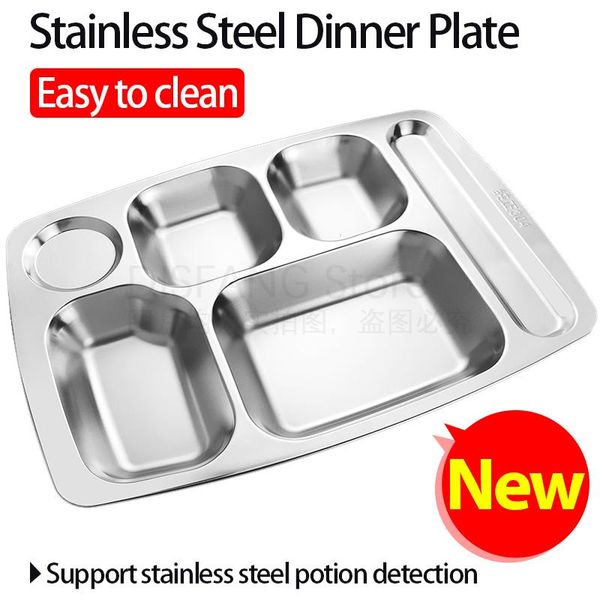 dinnerware sets stainless steel plate containers tray with compartments sliver bento lunch boxs lid for canteen restaurant tableware
dinnerware sets stainless steel plate containers tray with compartments sliver bento lunch boxs lid for canteen restaurant tableware