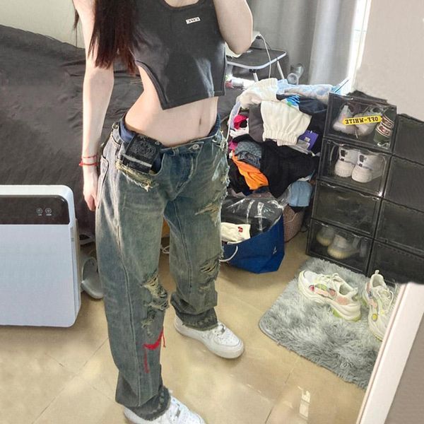 women's jeans children's autumn thin american hiphop street girls straight casual pants with holes in jeans., Blue
women's jeans children's autumn thin american hiphop street girls straight casual pants with holes in jeans., Blue