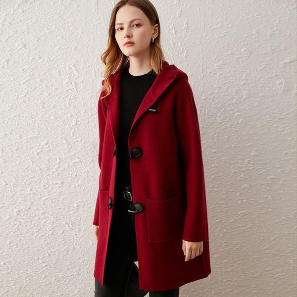 women's wool & blends jackets for women 2021 fall clothes coat fashion korean winter long clothing cashmere, Black
women's wool & blends jackets for women 2021 fall clothes coat fashion korean winter long clothing cashmere, Black
