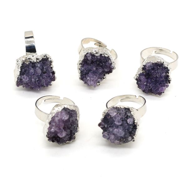 natural raw stone purple amethyst druzy rings reiki healing adjustable crystal quartz ring party gift for women fashion jewelry, Slivery;golden
natural raw stone purple amethyst druzy rings reiki healing adjustable crystal quartz ring party gift for women fashion jewelry, Slivery;golden