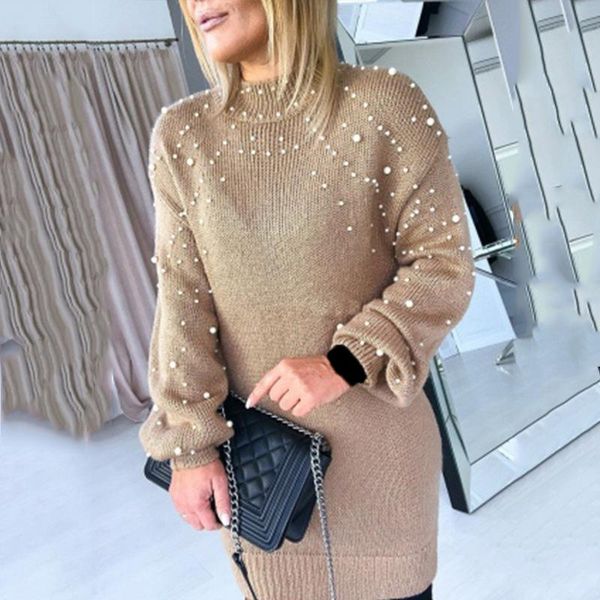 women's sweaters autumn winter woman long fashion pearl mock neck sleeve white sweater dress female casual loose pullovers jumpers, White;black
women's sweaters autumn winter woman long fashion pearl mock neck sleeve white sweater dress female casual loose pullovers jumpers, White;black