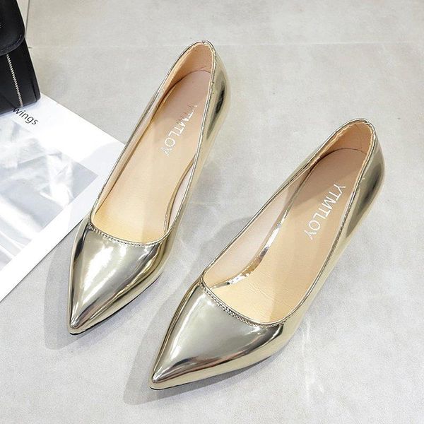 dress shoes ladies high-heeled shiny heels patent leather metallic silver gold wedding pumps pointed heel women 2021, Black
dress shoes ladies high-heeled shiny heels patent leather metallic silver gold wedding pumps pointed heel women 2021, Black