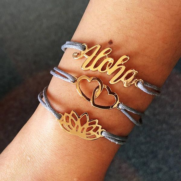 luokey 3pcs/set rope chain double heart bracelets set for women gold color lotus flower boho jewelry party charm pulseras mujer link,, Black
luokey 3pcs/set rope chain double heart bracelets set for women gold color lotus flower boho jewelry party charm pulseras mujer link,, Black