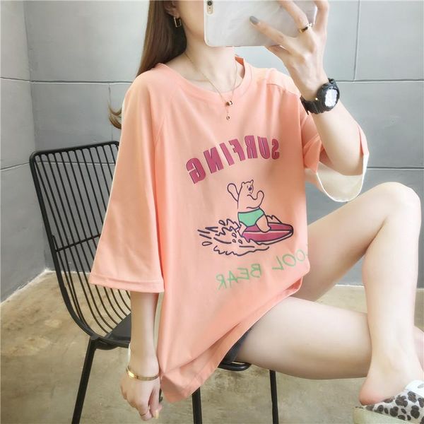 summer trend round neck loose plus size women's t-shirt creative pattern comfortable short-sleeved women, White
summer trend round neck loose plus size women's t-shirt creative pattern comfortable short-sleeved women, White