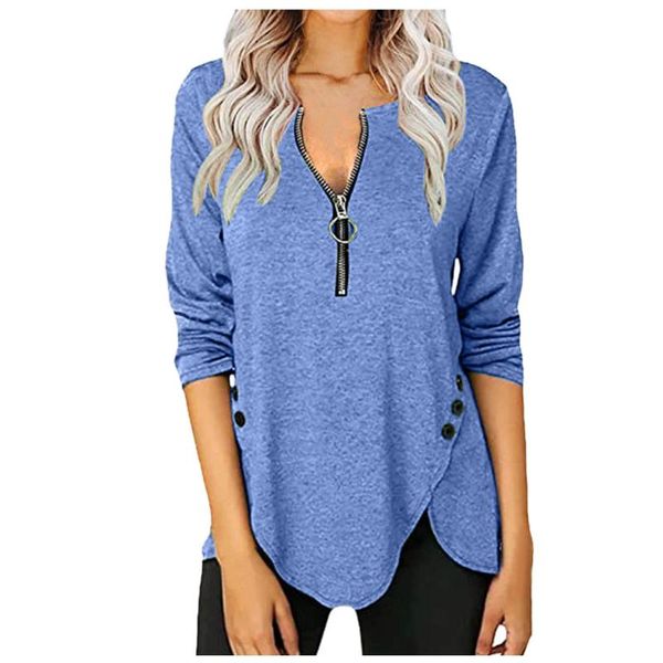 women's blouses & shirts button zipper womens irregular long sleeve round neck female casual loose bottoming korean style femme clothin, White
women's blouses & shirts button zipper womens irregular long sleeve round neck female casual loose bottoming korean style femme clothin, White