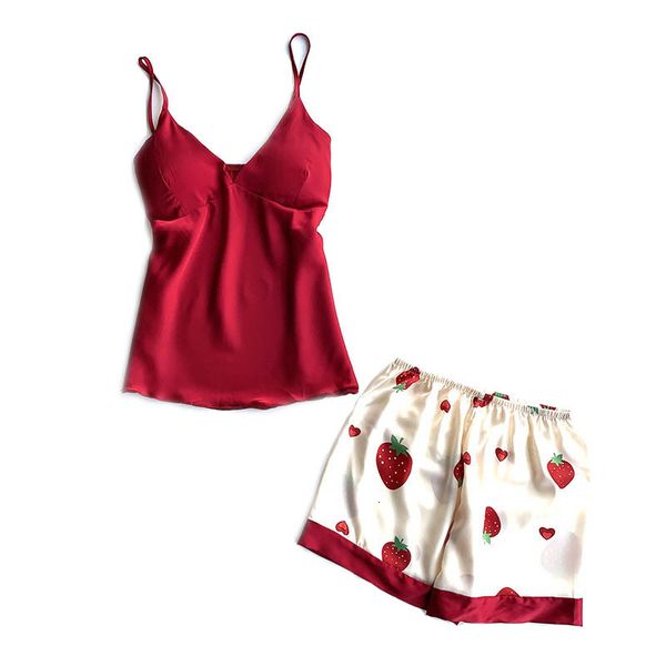 women's sleepwear ladies camisole+shorts homewear summer silk satin women cute strawberry printed pajamas set femme soft hous, Black;red
women's sleepwear ladies camisole+shorts homewear summer silk satin women cute strawberry printed pajamas set femme soft hous, Black;red