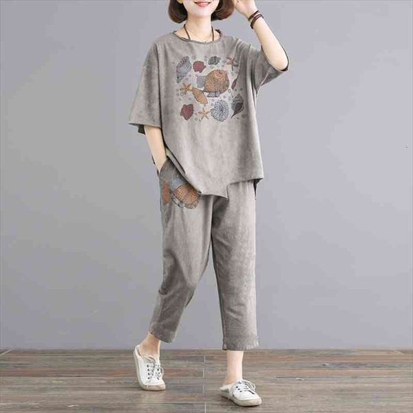 cotton summer large size loose womens pants casual two piece retro printed t shirt and suits 2 sets outfits y812, White
cotton summer large size loose womens pants casual two piece retro printed t shirt and suits 2 sets outfits y812, White