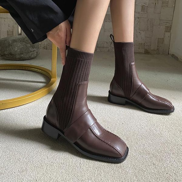 boots 2021 women ankle natural leather shoes plus size 22-26.5cm cowhide+knitted fabric autumn and winter skinny, Black
boots 2021 women ankle natural leather shoes plus size 22-26.5cm cowhide+knitted fabric autumn and winter skinny, Black
