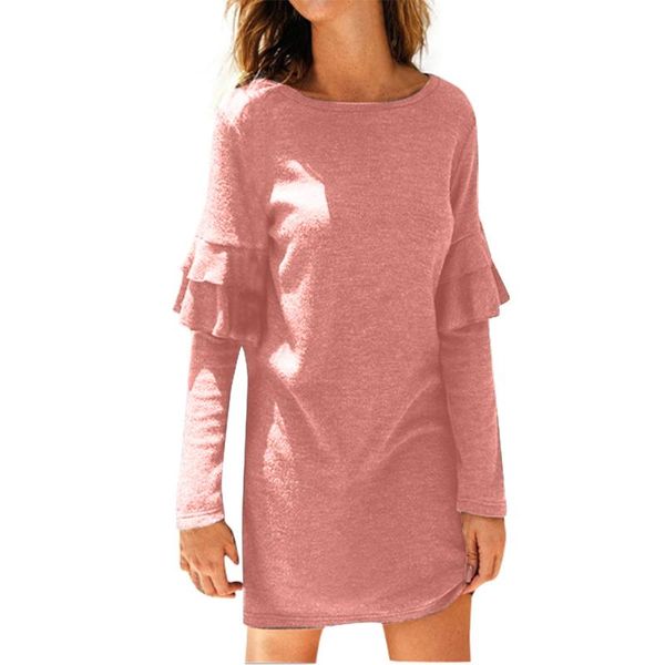 casual dresses spring and autumn pure color ladies dress ruffled long sleeve o-neck draped straight comfortable short dress#e, Black;gray
casual dresses spring and autumn pure color ladies dress ruffled long sleeve o-neck draped straight comfortable short dress#e, Black;gray