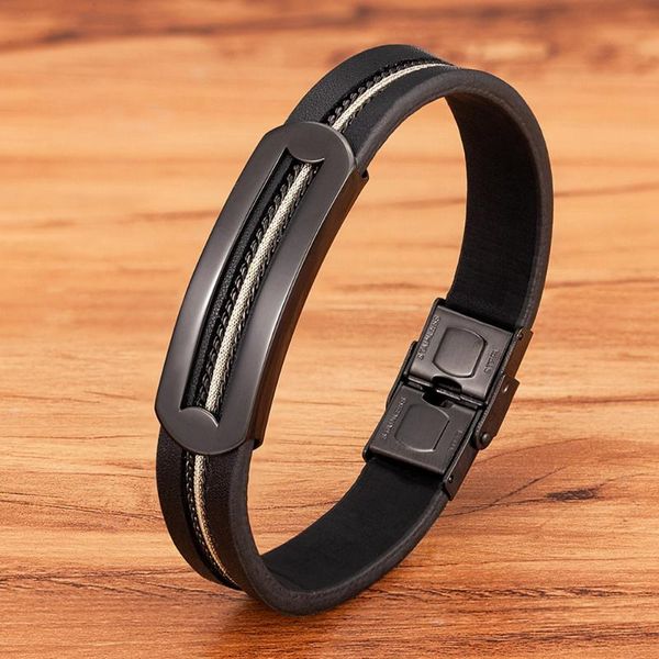 men's accessories jewelry leather chain combination splicing stainless steel bracelet for birthday gift charm bracelets, Golden;silver
men's accessories jewelry leather chain combination splicing stainless steel bracelet for birthday gift charm bracelets, Golden;silver