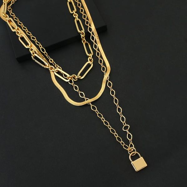 chains lifefontier punk multi layer chain necklace lock pendant choker gold color metal for women jewelry accessories, Silver
chains lifefontier punk multi layer chain necklace lock pendant choker gold color metal for women jewelry accessories, Silver