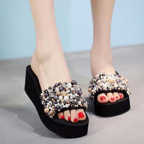 slippers summer casual slipper women slides pearls flip flops zapatillas fashion ladies platform sandals comfortable beach shoes, Black
slippers summer casual slipper women slides pearls flip flops zapatillas fashion ladies platform sandals comfortable beach shoes, Black