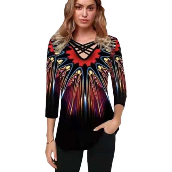 women's blouses & shirts women bohemia shirt fashion ladies v-neck cross gradient print blouse casual trend three quarter pullovers fem, White
women's blouses & shirts women bohemia shirt fashion ladies v-neck cross gradient print blouse casual trend three quarter pullovers fem, White