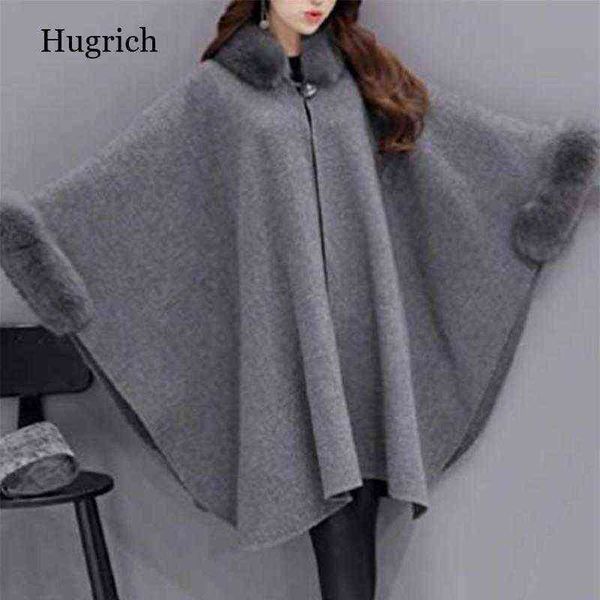 fashion plus size ladies solid color loose cape faux fur collar overcoat winter casual women woolen cloak female autumn ponchos h1123, Blue;gray
fashion plus size ladies solid color loose cape faux fur collar overcoat winter casual women woolen cloak female autumn ponchos h1123, Blue;gray
