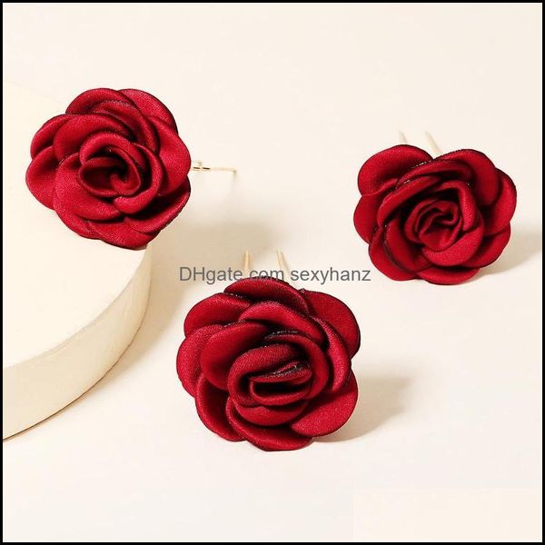 

jewelry hair clips & barrettes red flower hairpins women girl pins brides bridesmaids headpieces headdress wedding aessories bridal drop del, Golden;silver