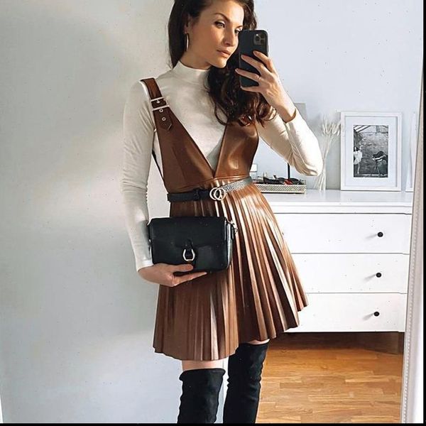 ardm autumn elegant womens dress v neck straple pleated mini vintage offise ladies pu faux leather vestido de festa, Black;gray
ardm autumn elegant womens dress v neck straple pleated mini vintage offise ladies pu faux leather vestido de festa, Black;gray