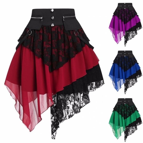 skirts women fashion retro gothic victorian renaissance lace stitching irregular high waist steam punk female 210702, Black
skirts women fashion retro gothic victorian renaissance lace stitching irregular high waist steam punk female 210702, Black