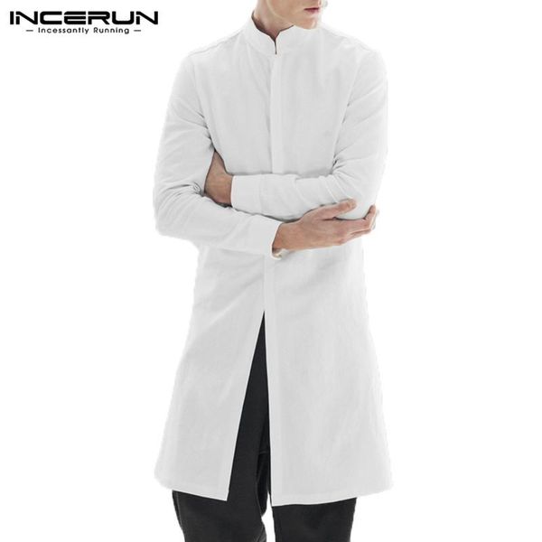 men's casual shirts incerun men shirt long sleeve stand collar cotton solid color streetwear camisa masculina 2021, White;black
men's casual shirts incerun men shirt long sleeve stand collar cotton solid color streetwear camisa masculina 2021, White;black