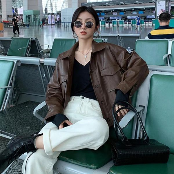 women's leather & faux jacket autumn korean style brown fur coat pu winter plush button outerwear biker fake plus size, Black
women's leather & faux jacket autumn korean style brown fur coat pu winter plush button outerwear biker fake plus size, Black