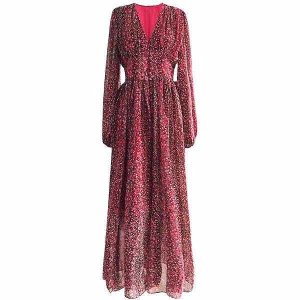women chiffon v neck floral print puff sleeve long button empire holiday dress d2281 210514, Black;gray
women chiffon v neck floral print puff sleeve long button empire holiday dress d2281 210514, Black;gray