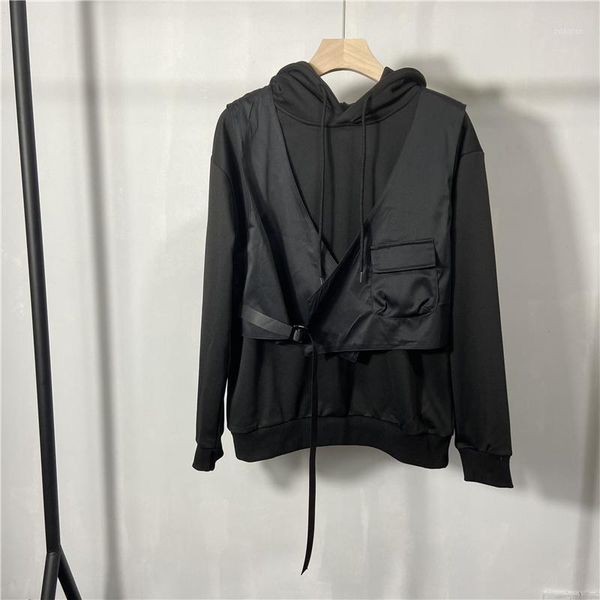 men's trench coats hoodie vest two-piece set autumn solid color hooded pullover youth fashion functional paratrooper, Tan;black
men's trench coats hoodie vest two-piece set autumn solid color hooded pullover youth fashion functional paratrooper, Tan;black