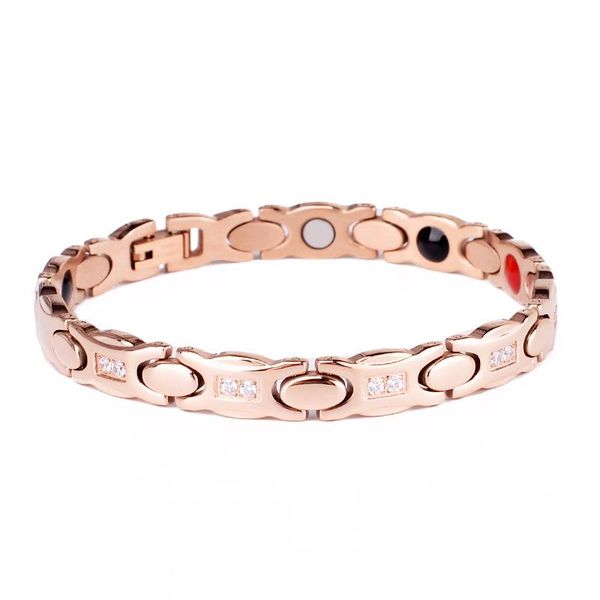 link, chain fashion healthy magnet bracelet for woman rhinestone stainless steel health care 4 elements hand bangle jewelry, Black
link, chain fashion healthy magnet bracelet for woman rhinestone stainless steel health care 4 elements hand bangle jewelry, Black