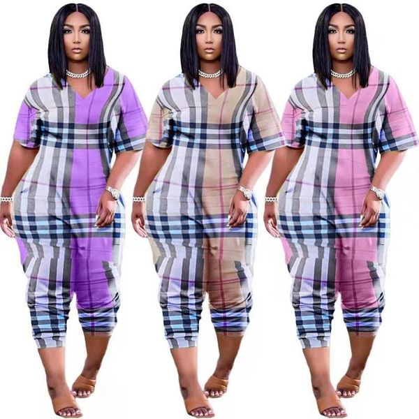 plus size tracksuits women's clothing plaid print loose jumpsuit v neck monos mujer summer female short sleeve ropers bodysuit high str, Black
plus size tracksuits women's clothing plaid print loose jumpsuit v neck monos mujer summer female short sleeve ropers bodysuit high str, Black