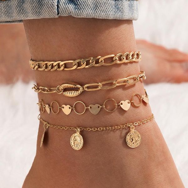 anklets 2021 anklet personality thick chain round shell love circle 4-piece set, Red;blue
anklets 2021 anklet personality thick chain round shell love circle 4-piece set, Red;blue