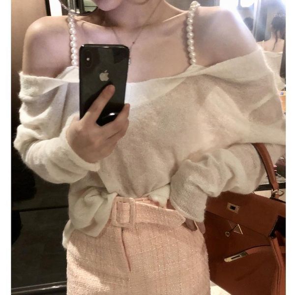 summer thin white pearls straps sweater for woman fz095 slash neck knitted pullover female ladies women's sweaters, White;black
summer thin white pearls straps sweater for woman fz095 slash neck knitted pullover female ladies women's sweaters, White;black