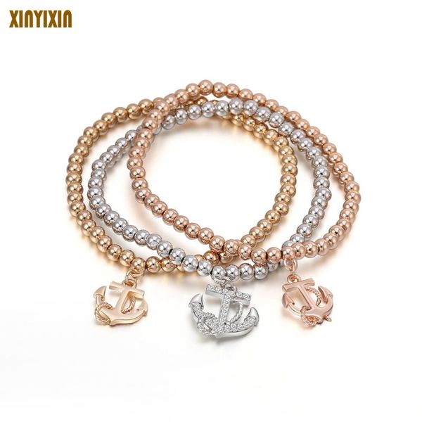 link, chain charm anchor crystal pendant bracelet women rose gold silver rhinestone elastic bead fashion jewelry gift 3pcs, Black
link, chain charm anchor crystal pendant bracelet women rose gold silver rhinestone elastic bead fashion jewelry gift 3pcs, Black