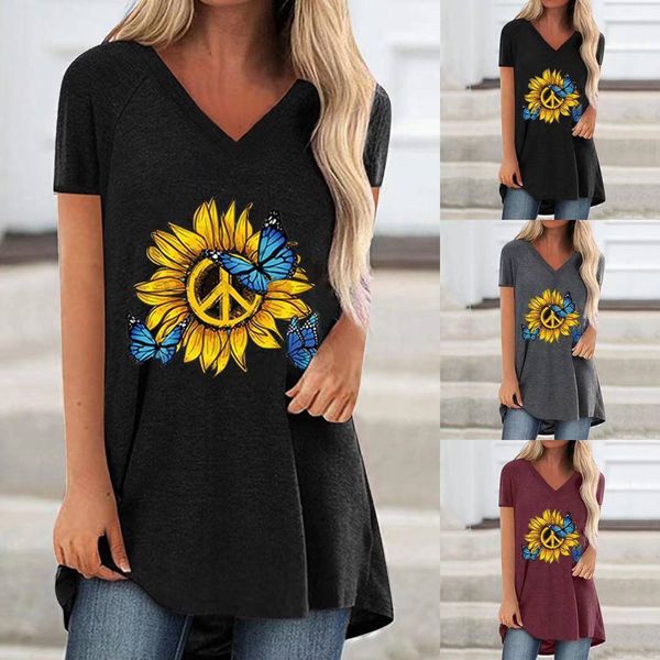 2021 summer short sleeve loose print casual pullover women's t-shirt medium length, White
2021 summer short sleeve loose print casual pullover women's t-shirt medium length, White