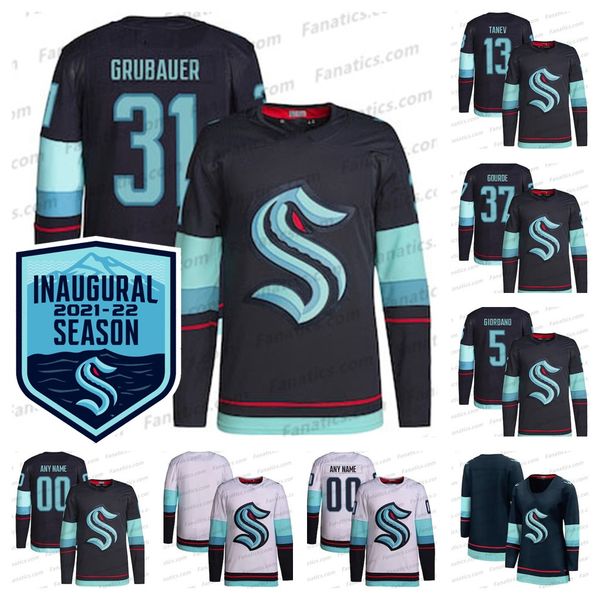 # 31 philipp grubauer jersey seattle kraken 2021-22 inaugural temporada patch 5 mark giordano 7 eberle 37 yanni gourde 19 jared mccann 10 ma, Blue;black 
# 31 philipp grubauer jersey seattle kraken 2021-22 inaugural temporada patch 5 mark giordano 7 eberle 37 yanni gourde 19 jared mccann 10 ma, Blue;black