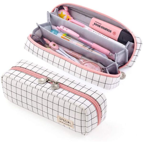 pencil case grid pouch with 3 compartments stationery bag for girls teens students art school and office suppl bags
pencil case grid pouch with 3 compartments stationery bag for girls teens students art school and office suppl bags