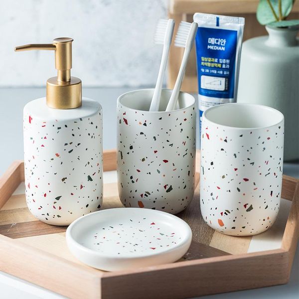 ceramic bathroom accessories 3 / piece set of household lotion bottle soap dish mouthwash cup home decoration ornaments bath accessory
ceramic bathroom accessories 3 / piece set of household lotion bottle soap dish mouthwash cup home decoration ornaments bath accessory
