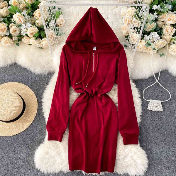 two piece dress foamlina autumn winter long sleeve hooded women clothing solid zipper up collar slim waist casual streetwear jn7f, White
two piece dress foamlina autumn winter long sleeve hooded women clothing solid zipper up collar slim waist casual streetwear jn7f, White
