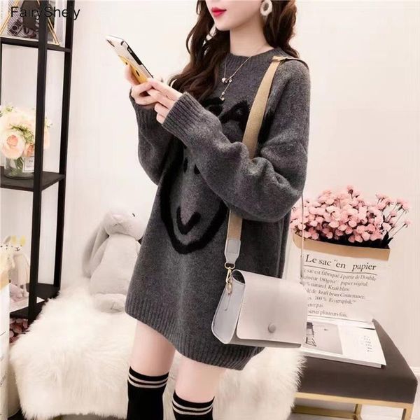 women's sweaters fairyshely casual cashmere long sweater women korean autumn winter 2021 warm girls loose thick knitted pullover pull f, White;black
women's sweaters fairyshely casual cashmere long sweater women korean autumn winter 2021 warm girls loose thick knitted pullover pull f, White;black