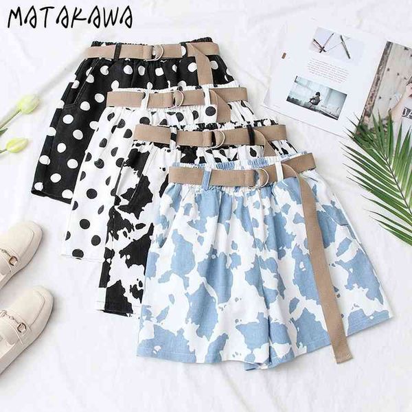 matakawa summer japanese women jean shorts wave point print shorts loose straight-leg denim shorts with belt 210513, White;black
matakawa summer japanese women jean shorts wave point print shorts loose straight-leg denim shorts with belt 210513, White;black