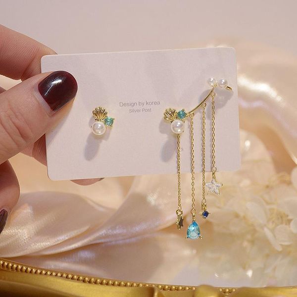 dangle & chandelier luxury 14k real gold asymmetry shell starfish pearl earring gemstone zircon charm tassel drop wedding jewelry gifts, Silver
dangle & chandelier luxury 14k real gold asymmetry shell starfish pearl earring gemstone zircon charm tassel drop wedding jewelry gifts, Silver