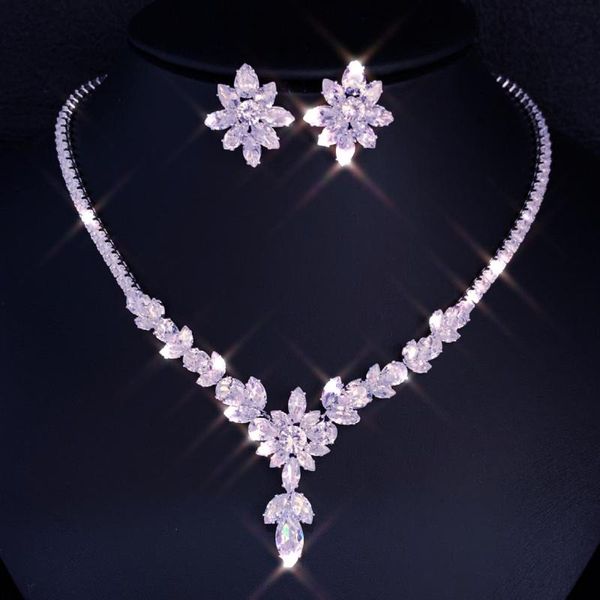 earrings & necklace bling zircon flowers bridal jewelry sets crystal tiara set wedding romantic women's banquet, Silver
earrings & necklace bling zircon flowers bridal jewelry sets crystal tiara set wedding romantic women's banquet, Silver