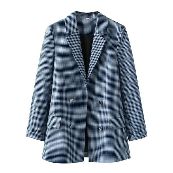 women's suits & blazers fashion women black blue plaid autumn spring double-breasted notched collar design checked pattern suit jacket, White;black
women's suits & blazers fashion women black blue plaid autumn spring double-breasted notched collar design checked pattern suit jacket, White;black