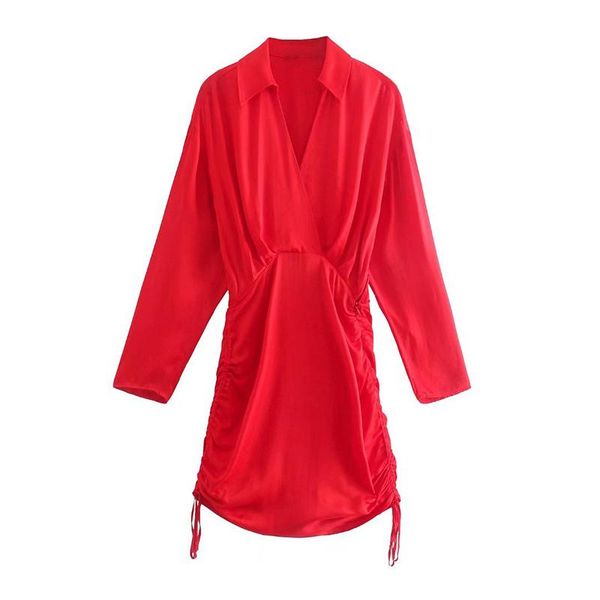 casual dresses yenkye women side drawstring draped satin red dress female long sleeve lapel collar ladies short vestido, Black;gray
casual dresses yenkye women side drawstring draped satin red dress female long sleeve lapel collar ladies short vestido, Black;gray