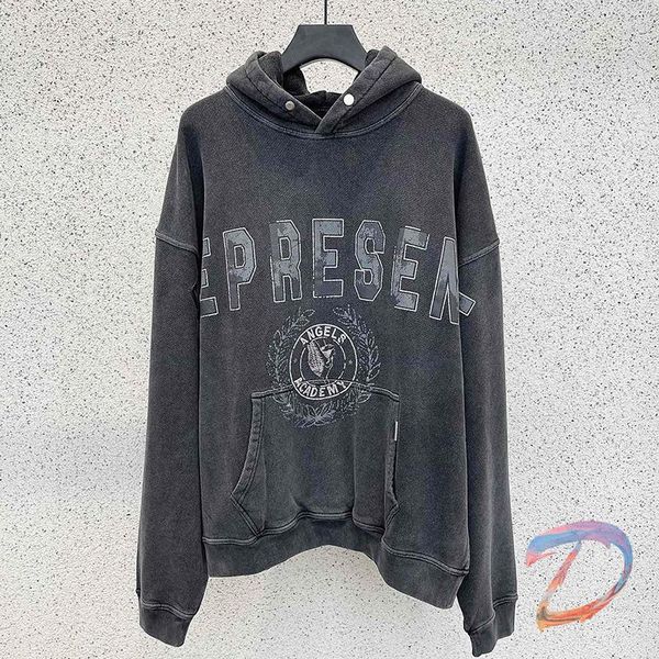 men's hoodies & sweatshirts represnt heavy wash water hooded pullover oversize represent women's, Black
men's hoodies & sweatshirts represnt heavy wash water hooded pullover oversize represent women's, Black