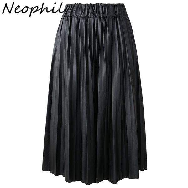neophil summer ladies black pu faux leather skirts midi pleated high waist vintage basic mid-calf women longa saia s1927 210319
neophil summer ladies black pu faux leather skirts midi pleated high waist vintage basic mid-calf women longa saia s1927 210319