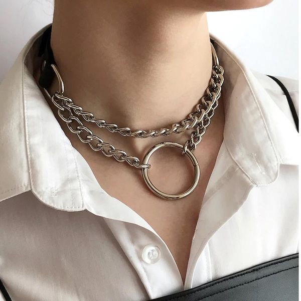 chokers amorcome gothic punk black leather choker necklace women teens girls metal circle heart chunky link chain collares rock, Golden;silver
chokers amorcome gothic punk black leather choker necklace women teens girls metal circle heart chunky link chain collares rock, Golden;silver