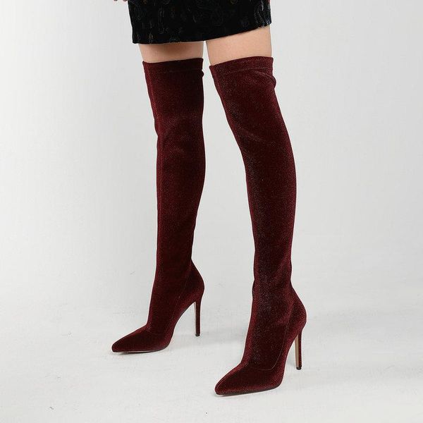 boots brand suede women thin high heel over the knee fashion pointed toe stretch autumn winter lady shoes, Black
boots brand suede women thin high heel over the knee fashion pointed toe stretch autumn winter lady shoes, Black